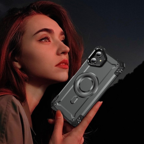 Противоударный чехол MagSafe Lens Holder PC Hybrid TPU для Samsung Galaxy A06 - серый