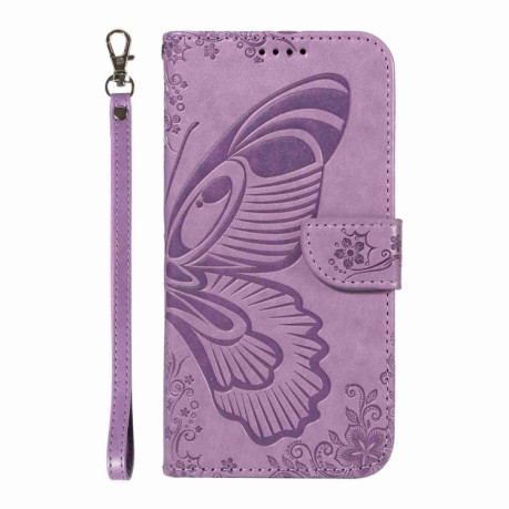 Чехол-книжка Swallowtail Butterfly Embossed Leather для Xiaomi Poco F6 - фиолетовый