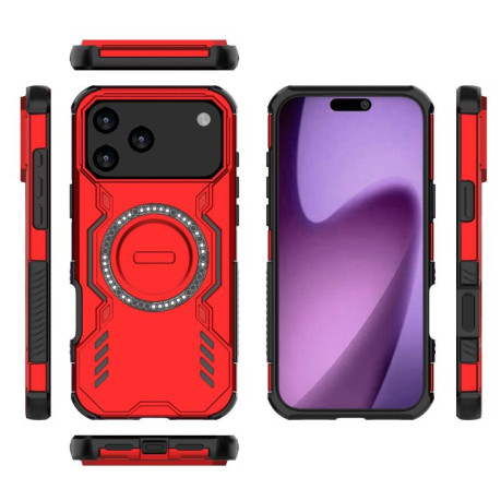 Противоударный чехол Butterfly Armor MagSafe Magnetic Ring Shockproo для iPhone 17 Pro Max - красный