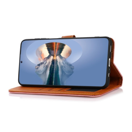 Чехол-книжка KHAZNEH Dual-color Cowhide для iPhone 15 - коричневый