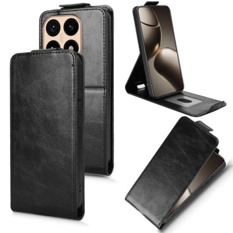 Флип-чехол Magnetic Vertical Flip Leather на Xiaomi 15T 5G - черный