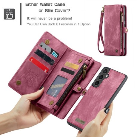 Чехол-кошелек CaseMe 008 Series Zipper Style на Samsung Galaxy S23 FE - красный