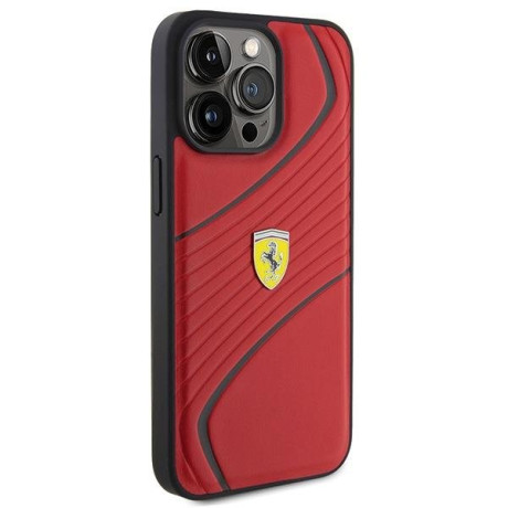 Оригинальный чехол Ferrari Twist Metal Logo Case для iPhone 15 Pro Max - red