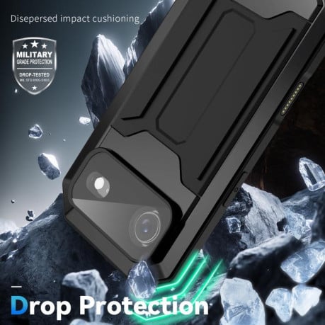 Протиударний чохол R-JUST захист камери + підставка на iPhone Air - чорний