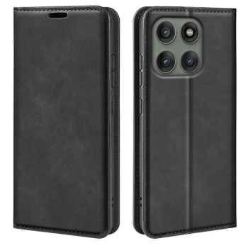 Чохол-книжка у стилі Retro м'яке покриття Skin Feel діловий дизайн на Motorola Edge 60 Pro - чорний