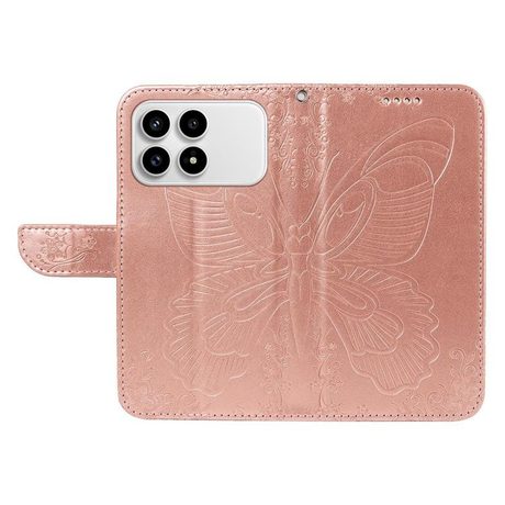 Чехол-книжка Swallowtail Butterfly Embossed Leather для Xiaomi Redmi K90/Poco F8 Pro — розовое золото