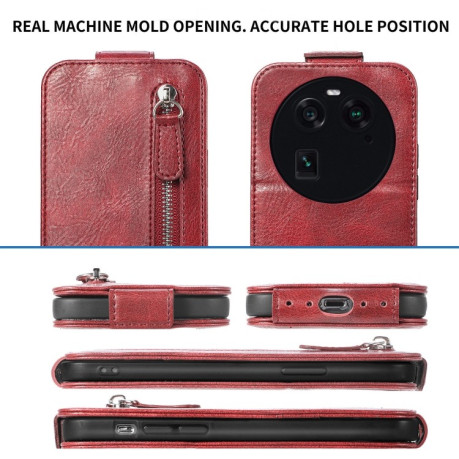 Флип-чехол Zipper Wallet Vertical для OPPO Find X6 - коричневый