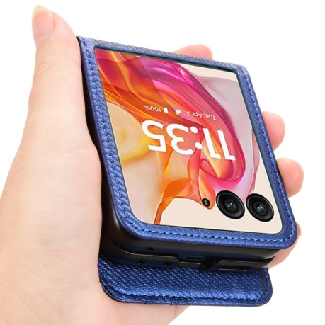 Протиударний чохол Card Slot PU Leather PC для Motorola Moto Razr 50 Ultra - синій