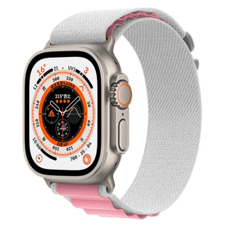 Ремешок Nylon Loop для Apple Watch Ultra 49mm - серо-розовый