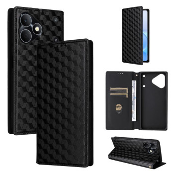 Чехол-книжка Cubic Grid с фактурой Calf на Realme Note 80 4G — чёрный