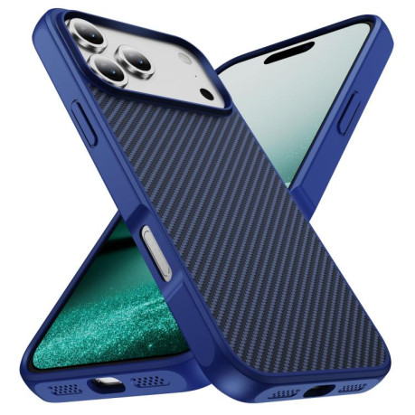 Ударозащитный чехол Carbon Fiber Texture Skin-feel Acrylic на iPhone 17 Pro Max - синий