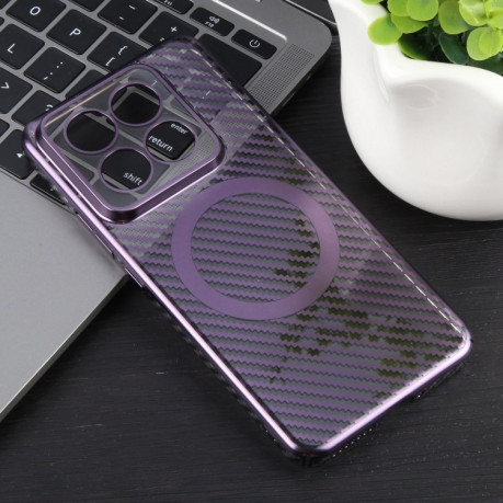 Противоударный чехол 6D Gold Plated Magsafe на Xiaomi 14 Pro - Aurora Purple