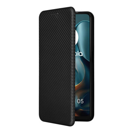 Чехол-книжка Carbon Fiber Texture на Motorola Moto G05 / E15 - черный