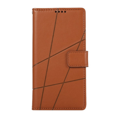 Чехол-книжка противоударная PU Genuine Leather Texture Embossed Line для Samsung Galaxy A35 - коричневый