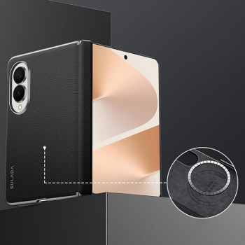 Чохол SULADA Frameless Top Layer Cowhide на Samsung Galaxy Fold8 5G — чорний