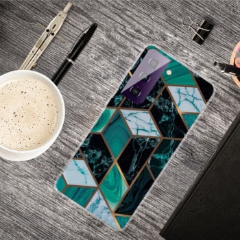 Протиударний чохол Marble Pattern для Samsung Galaxy S21 - Rhombus Dark Green