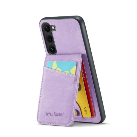 Противоударный чехол Fierre Shann Crazy Horse Card Holder для Samsung Galaxy S24+ 5G - фиолетовый