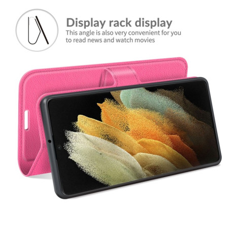 Чохол-книжка Litchi Texture Samsung Galaxy S22 Ultra 5G - пурпурно-червоний