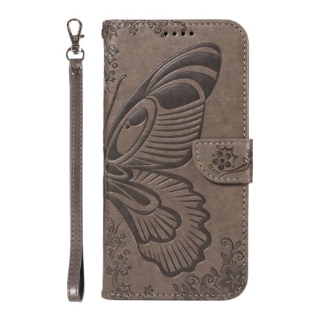 Чохол-книжка Swallowtail Butterfly Embossed Leather для Samsung Galaxy S24 FE 5G - сірий