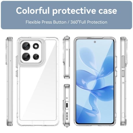 Чехол Colorful Acrylic Series с цветним бампером на Motorola Moto G86 5G - прозрачный
