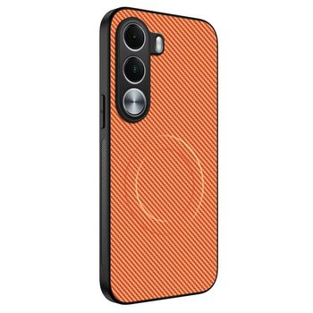 Магнитный чехол Wanlonfeng серии TQ с текстурой карбона на Realme C100i / C100x 4G — оранжевый