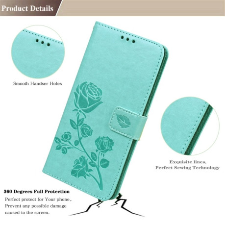 Чехол-книжка Rose Embossed для Samsung Galaxy S22 Plus 5G - зеленый