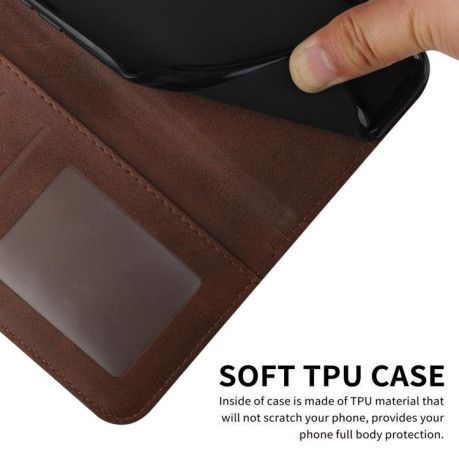 Чохол-книжка Stitching Calf Texture для Xiaomi Poco X7 Pro - коричневий