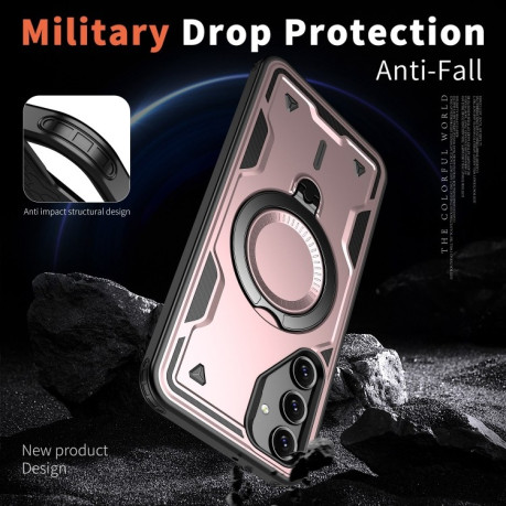Противоударный чехол MagSafe Holder Armor PC Hybrid для Samsung Galaxy A16 5G - розовое золото