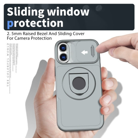 Противоударный чехол Camshield MagSafe Ring Holder Armor для iPhone 16 - серый