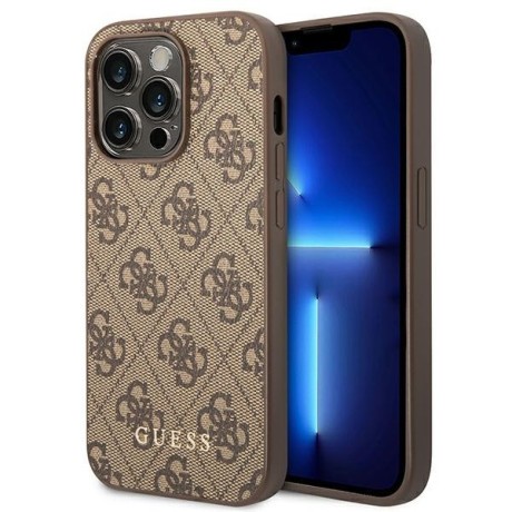 Оригинальный чехол Guess 4G Metal Gold Logo для iPhone 14 Pro Max - Brown