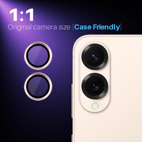 Защитное стекло на камеру NORTHJO Camera Lens Protector CD Metal Ring на Samsung Galaxy S25 Edge 5G - розовое