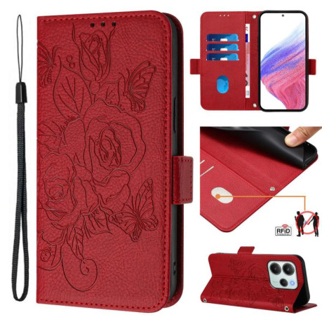 Чехол-книжка Magnetic RFID Anti-theft Leather для Xiaomi Redmi Note 14 4G 164.84mm - красный