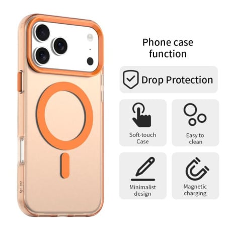 Чехол Candy с Magsafe гибрид на iPhone 17 Pro Max - оранжевый