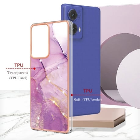Противоударный чехол Electroplating IMD для Motorola Moto G85 - Purple