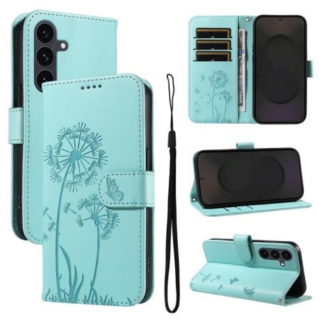 Чохол-книжка з тисненням Dandelion та магнітним хлястиком на Samsung Galaxy S25 FE 5G - зелений