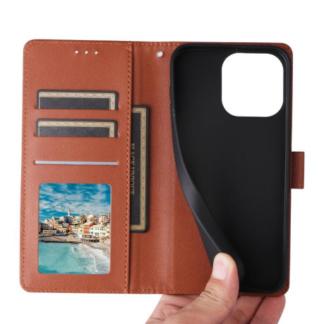 Чохол-книжка 3-Card Slots Multifunctional Leather для Xiaomi Redmi Note 14 4G 164.48mm - коричневий