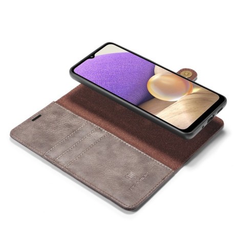 Кожаный чехол-книжка DG.MING Crazy Horse Texture на Samsung Galaxy A32 5G- серый