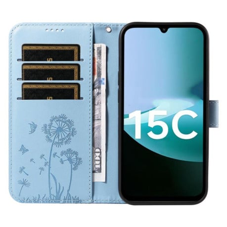 Чехол-книжка Dandelion Embossed Pattern Flip Leather на Xiaomi Redmi 15C 5G / 4G EU 173mm - голубой