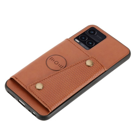 Противоударный чехол Double Buckle для Vivo Y33s - коричневый
