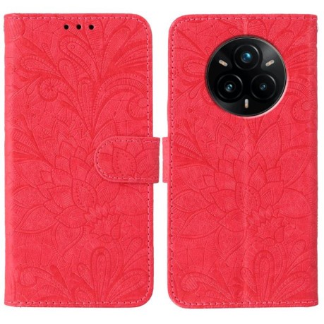 Чехол-книжка Lace Flower для Realme 14 Pro+ - червоний