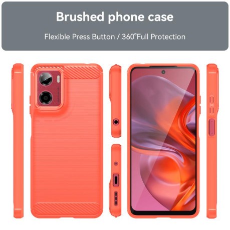 Протиударний чохол Brushed Texture Carbon Fiber на Motorola Moto E15 - червоний