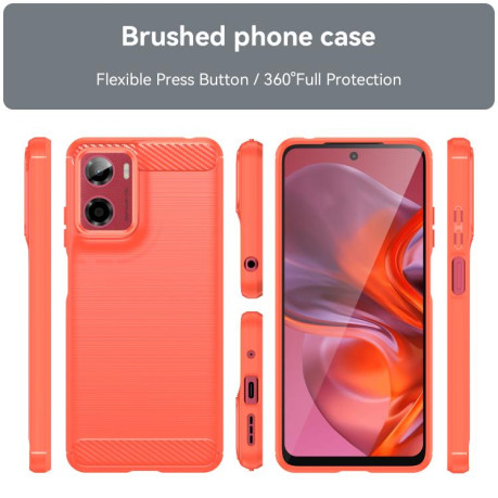 Противоударный чехол Brushed Texture Carbon Fiber на Motorola Moto G05 - красный