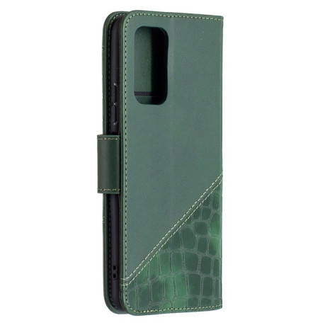 Чехол-книжка Matching Color Crocodile Texture на Xiaomi Redmi Note 10 Pro - зеленый