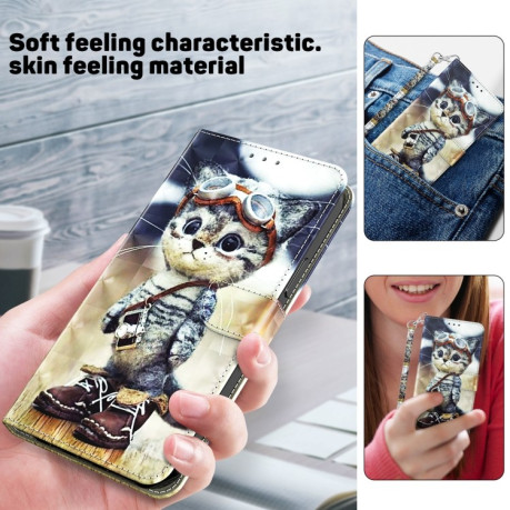 Чехол-книжка 3D Painting для Samsung Galaxy S24 FE 5G - Cat