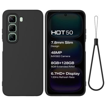 Силіконовий чохол Solid Color Liquid Silicone на Infinix Hot 50 4G - чорний