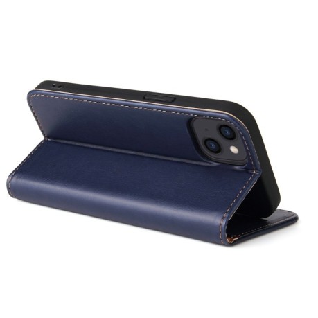Шкіряний чохол-книжка Fierre Shann Genuine leather на iPhone 13 mini - синій