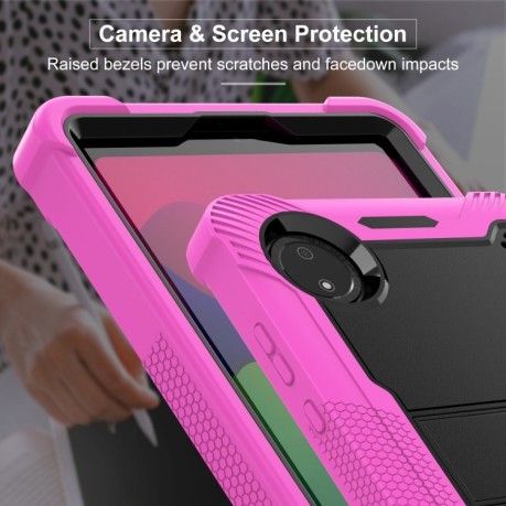 Чохол Silicone Hybrid PC Tablet Case with Holder &amp; Shoulder Strap для Xiaomi Redmi Pad SE 8.7 - Black + Rose Red