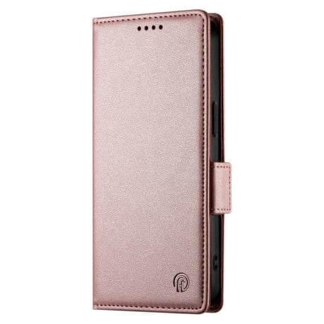 Чехол-книжка Side Buckle Magnetic Frosted Leather на Xiaomi Redmi 15 5G / 4G EU 171mm - розовое золото