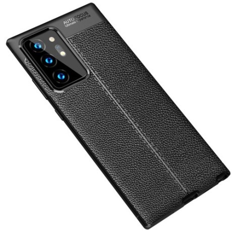 Протиударний чохол Litchi Texture на Samsung Galaxy Note 20 Ultra - чорний