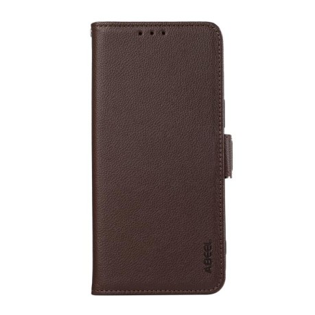 Шкіряний чохол-книжка KHAZNEH Genuine Leather RFID для Xiaomi Poco X7 Pro - коричневий